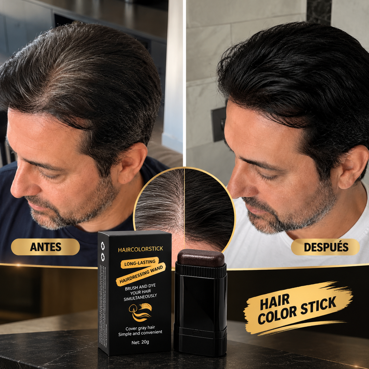 Hair Color Stick – Cubrecanas en barra con peine integrado