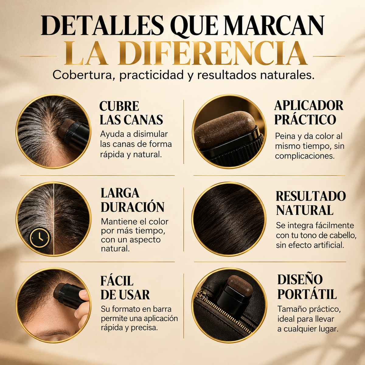 Hair Color Stick – Cubrecanas en barra con peine integrado