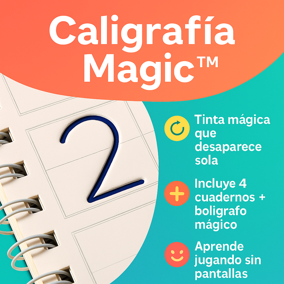 Caligrafía Magic – Set 4 Cuadernos Mágicos para mejorar la escritura jugando